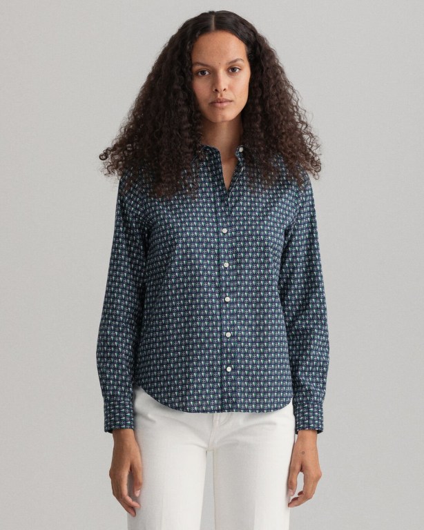 Gant Geometric Women's Shirts Blue | wWwzRgnAoPd