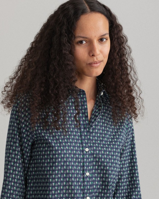 Gant Geometric Women's Shirts Blue | wWwzRgnAoPd