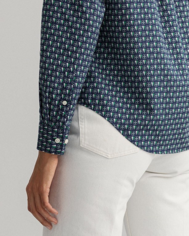 Gant Geometric Women's Shirts Blue | wWwzRgnAoPd