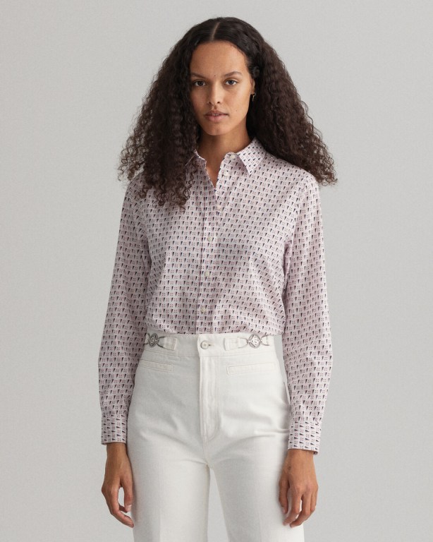 Gant Geometric Women\'s Shirts White | FVkj1WltRMW