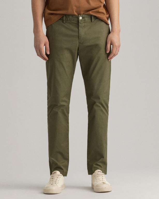 Gant Hallden Slim Fit Sunfaded Chinos Men's Pants Green | C9IOT3hhl3i