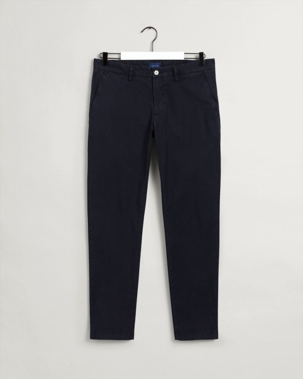 Gant Hallden Slim Fit Sunfaded Chinos Men's Pants Dark Blue | MrWJlMPTm1B