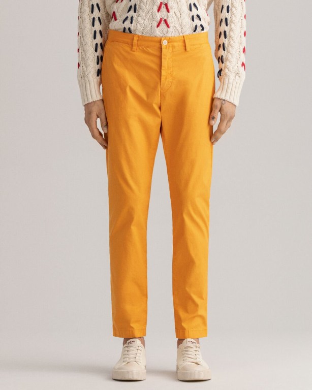 Gant Hallden Slim Fit Sunfaded Chinos Men's Pants Orange | vBbbLpgF0zm