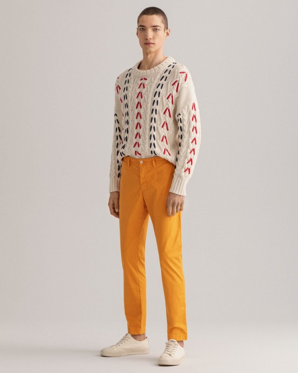 Gant Hallden Slim Fit Sunfaded Chinos Men's Pants Orange | vBbbLpgF0zm