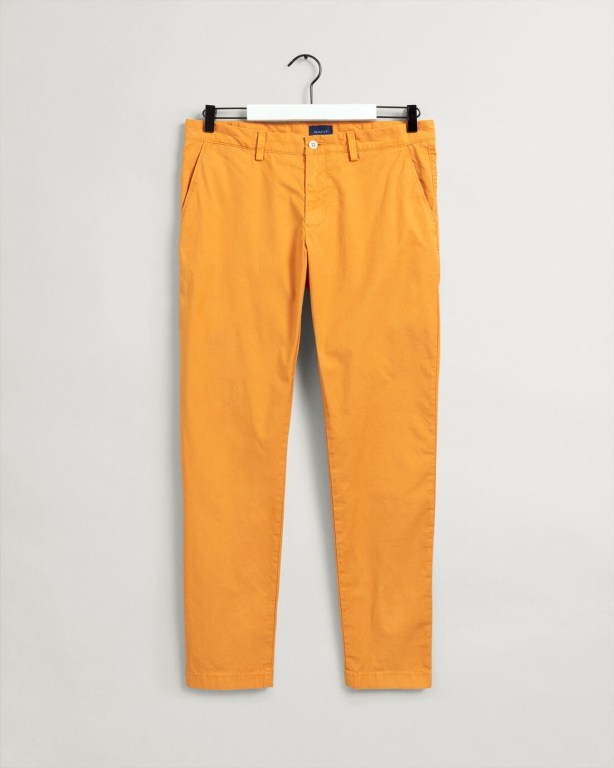 Gant Hallden Slim Fit Sunfaded Chinos Men's Pants Orange | vBbbLpgF0zm