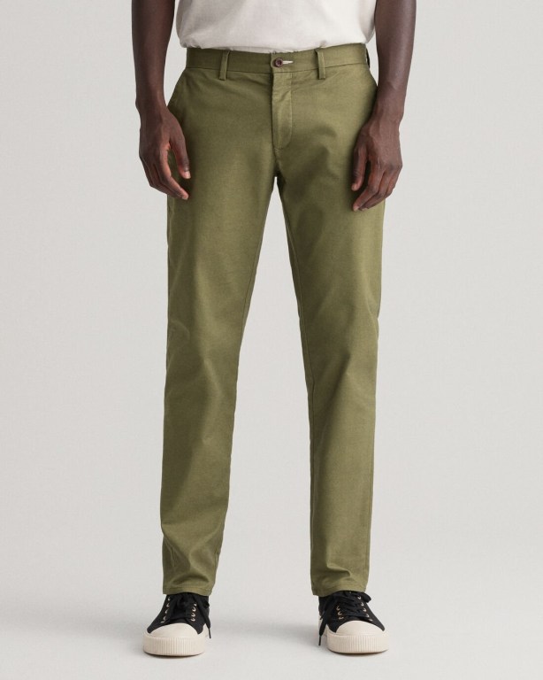 Gant Hallden Slim Fit Tech Prep™ Chinos Men's Pants Green | EXrkh6htNzM