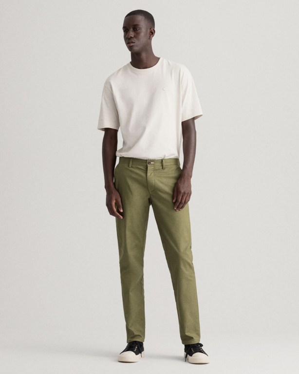 Gant Hallden Slim Fit Tech Prep™ Chinos Men's Pants Green | EXrkh6htNzM