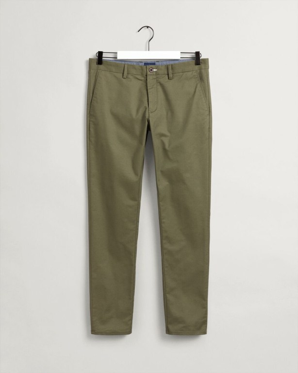 Gant Hallden Slim Fit Tech Prep™ Chinos Men's Pants Green | EXrkh6htNzM