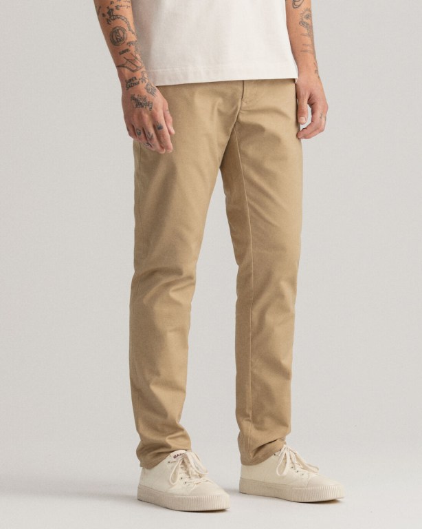 Gant Hallden Slim Fit Tech Prep™ Chinos Men's Pants Dark Khaki | nXwClfvixnP