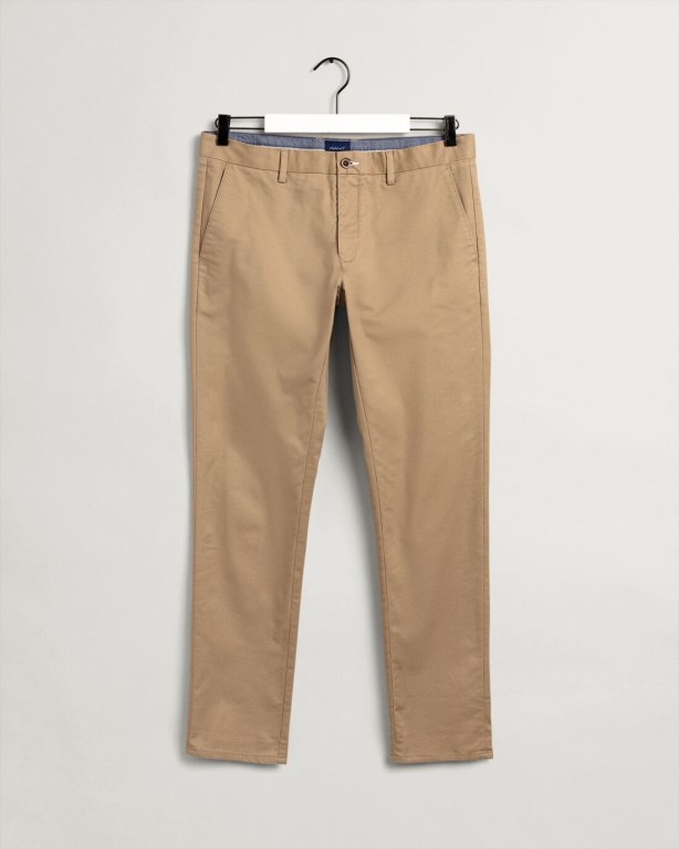 Gant Hallden Slim Fit Tech Prep™ Chinos Men's Pants Dark Khaki | nXwClfvixnP