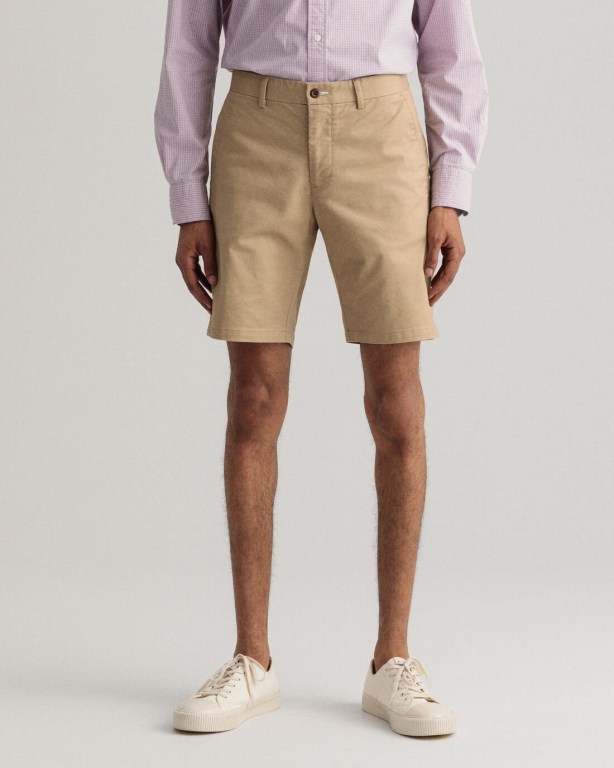 Gant Hallden Slim Fit Tech Prep™ Men's Shorts Dark Khaki | uanj34mkp94