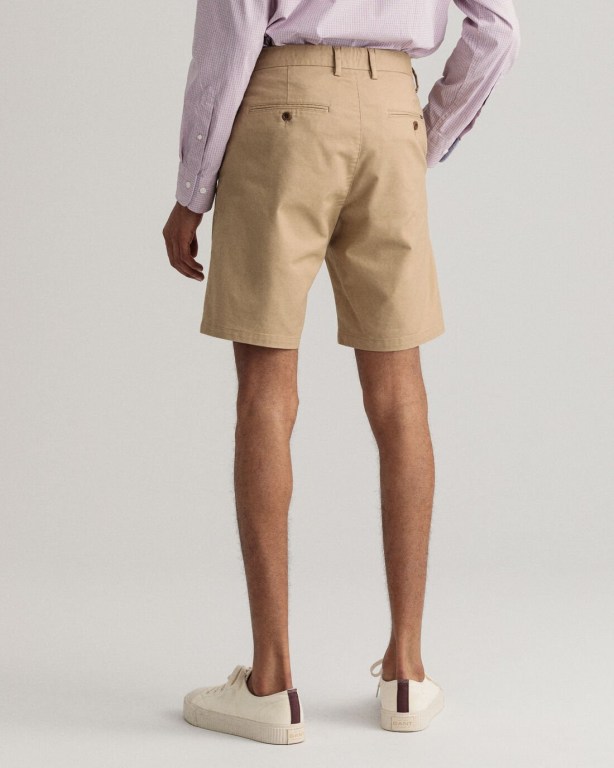 Gant Hallden Slim Fit Tech Prep™ Men's Shorts Dark Khaki | uanj34mkp94