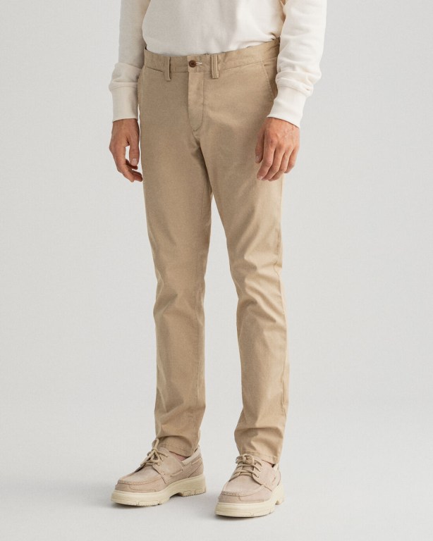 Gant Hallden Slim Fit Twill Chinos Men's Pants Dark Khaki | EZkPseQTaVU