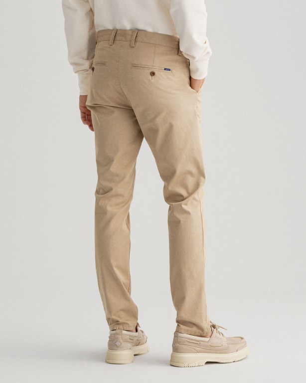 Gant Hallden Slim Fit Twill Chinos Men's Pants Dark Khaki | EZkPseQTaVU