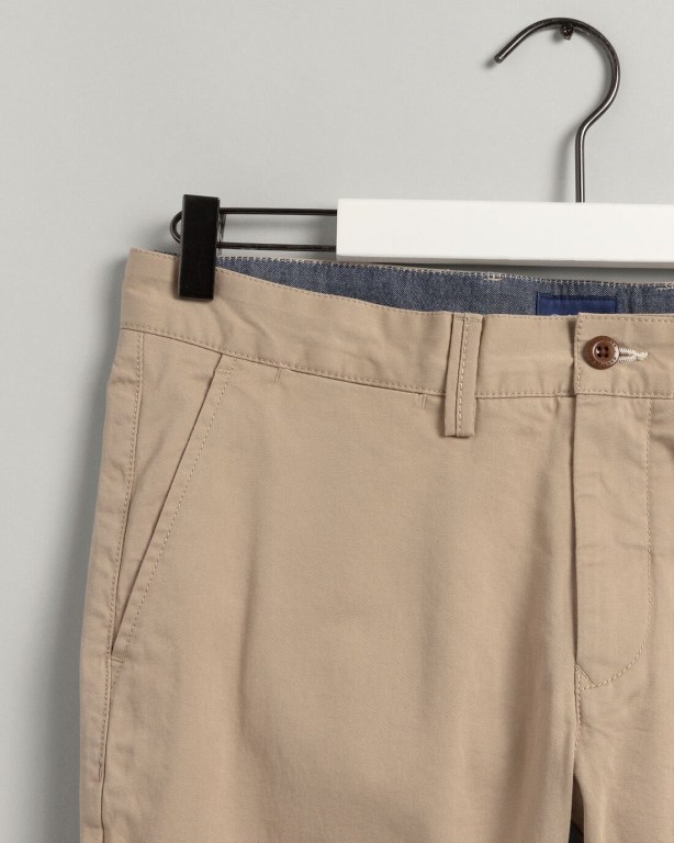 Gant Hallden Slim Fit Twill Chinos Men's Pants Dark Khaki | EZkPseQTaVU