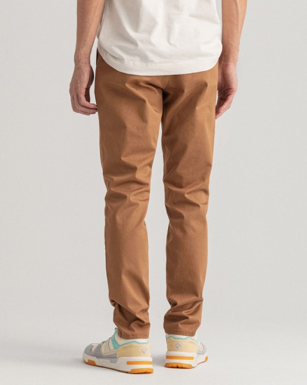 Gant Hallden Slim Fit Twill Chinos Men's Pants Brown | UDdF8EIlCss