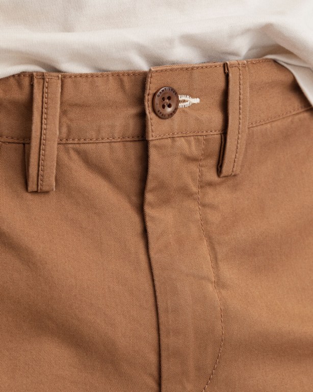 Gant Hallden Slim Fit Twill Chinos Men's Pants Brown | UDdF8EIlCss