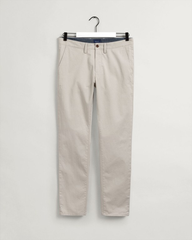 Gant Hallden Slim Fit Twill Chinos Men's Pants White | fqnj6cKboGN