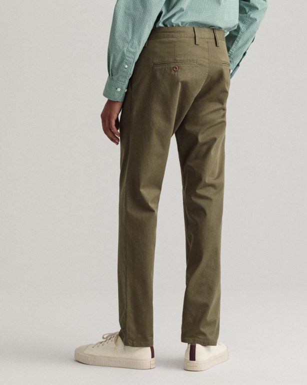 Gant Hallden Slim Fit Twill Chinos Men's Pants Green | mZBolKlgAjR