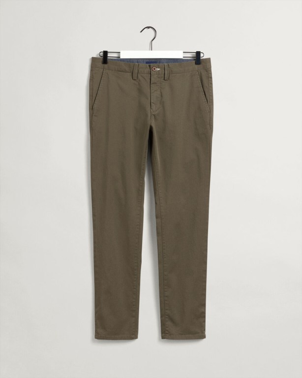 Gant Hallden Slim Fit Twill Chinos Men's Pants Green | mZBolKlgAjR