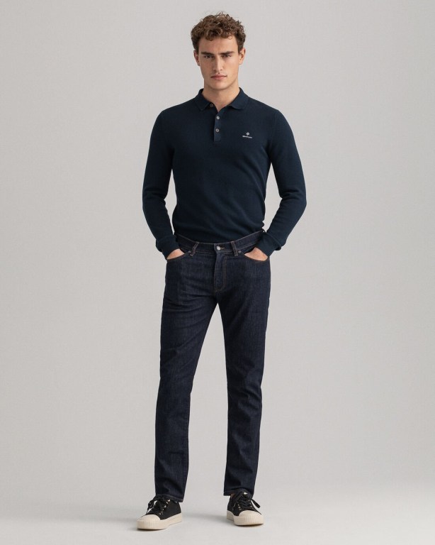 Gant Hayes Men's Slim Fit Jeans Dark Blue | zdDXc8RWrMO