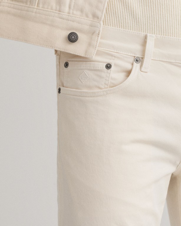 Gant Hayes Men's Slim Fit Jeans White | dBy1Tljh9Ko