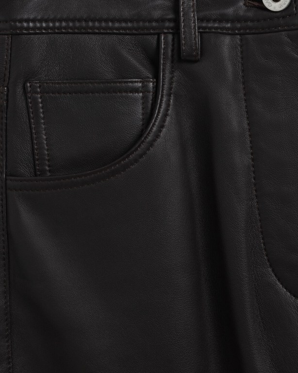 Gant High-Waisted Cropped Leather Women's Pants Black | 6ggfJI2zm86