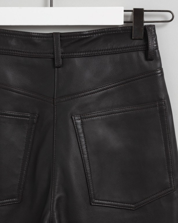 Gant High-Waisted Cropped Leather Women's Pants Black | 6ggfJI2zm86