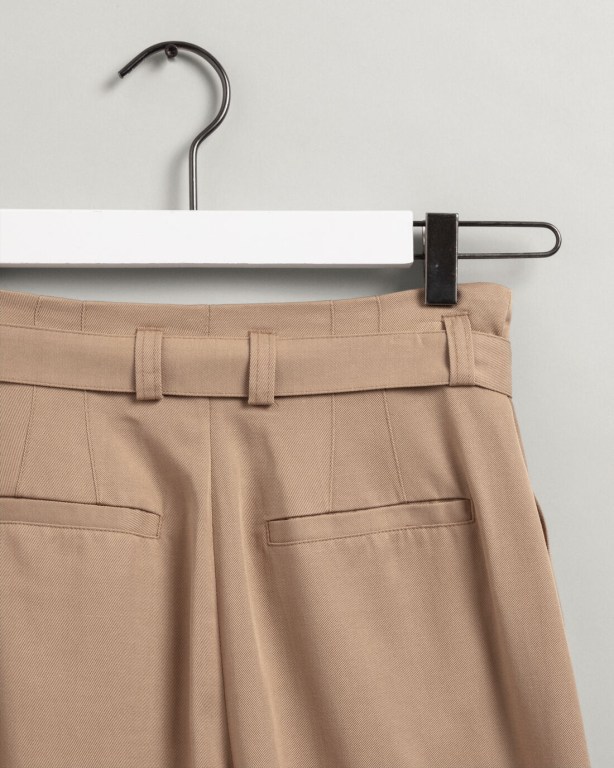 Gant High-Waisted Fluid Pleated Chinos Women's Pants Beige | fFwohNJ2wsA