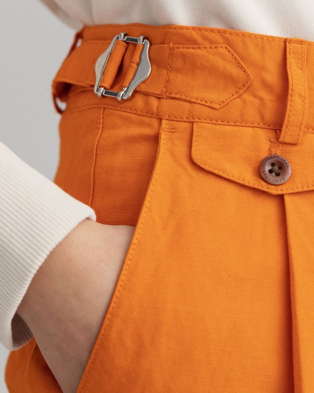 Gant High-Waisted Linen Blend Long Women's Shorts Orange | 3NHtClQMA5Q