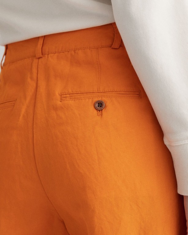 Gant High-Waisted Linen Blend Long Women's Shorts Orange | 3NHtClQMA5Q