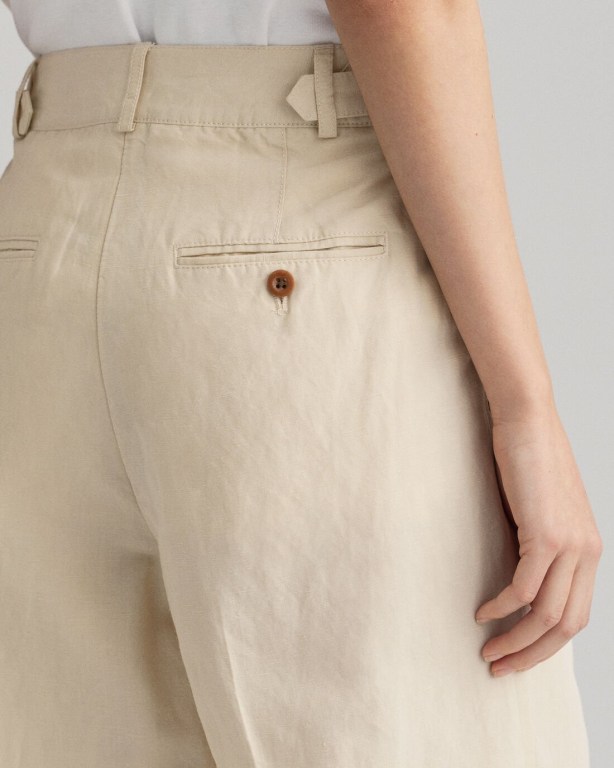 Gant High-Waisted Linen Blend Long Women's Shorts Beige | ADJBZb64Dnt