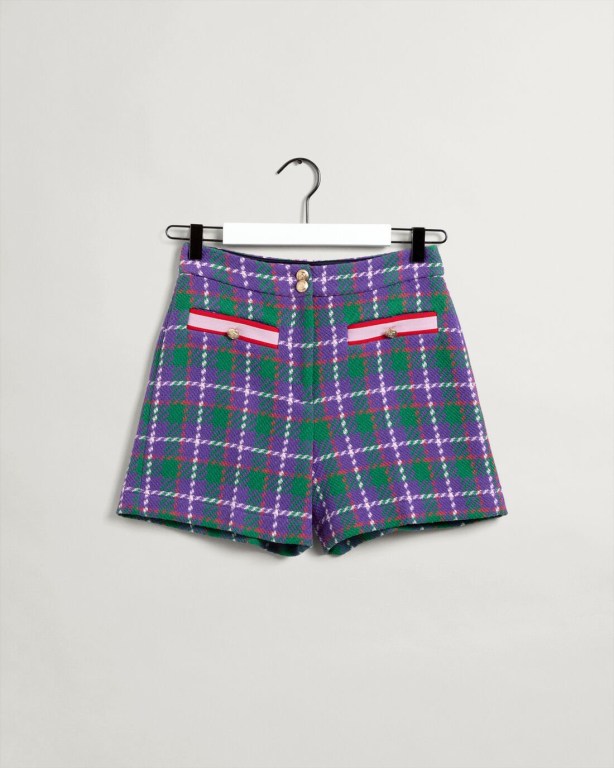 Gant High-Waisted Tweed Women's Shorts Purple | YGdFNB2shS0