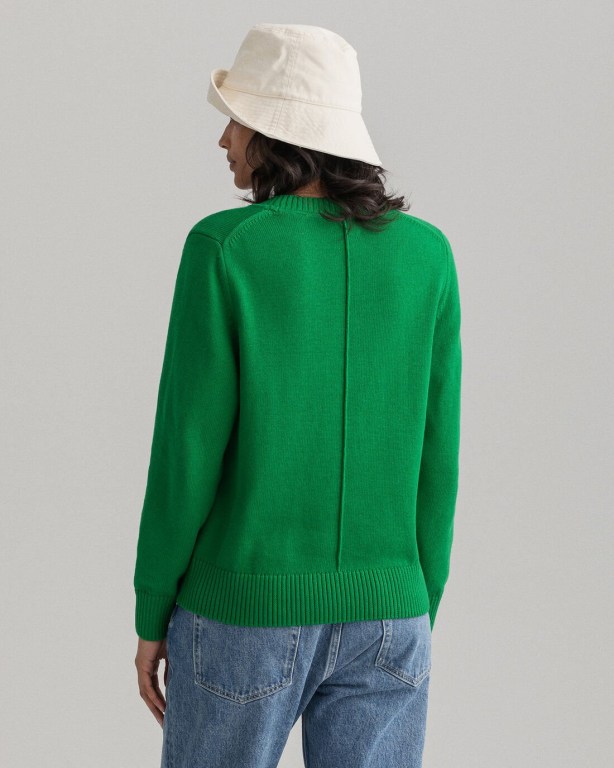 Gant Icon G Cotton Crew Neck Women's Crew Neck Jumpers Green | Gcb5NMpBBFn