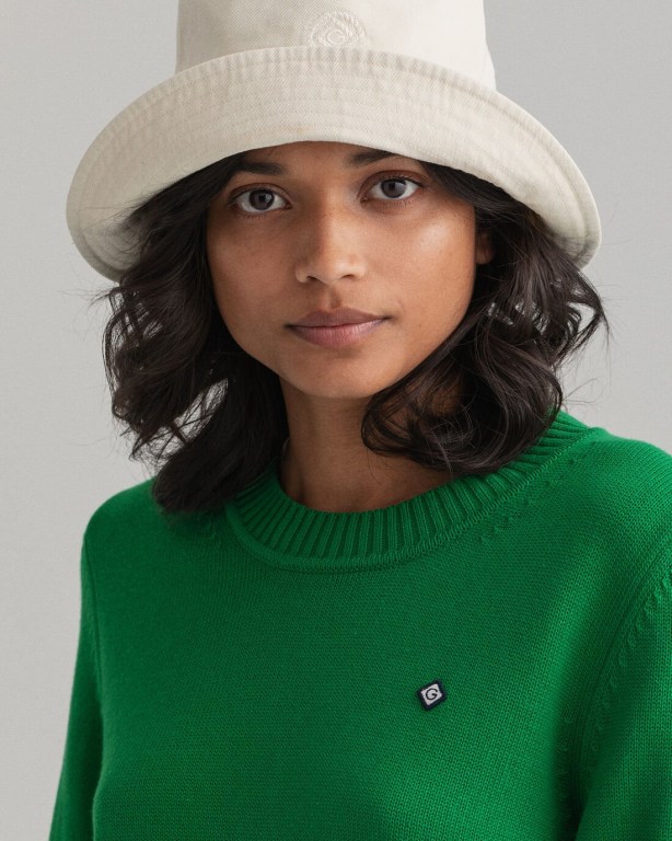 Gant Icon G Cotton Crew Neck Women's Crew Neck Jumpers Green | Gcb5NMpBBFn