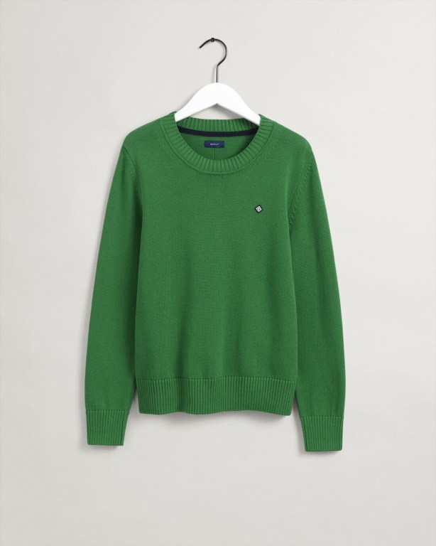 Gant Icon G Cotton Crew Neck Women's Crew Neck Jumpers Green | Gcb5NMpBBFn