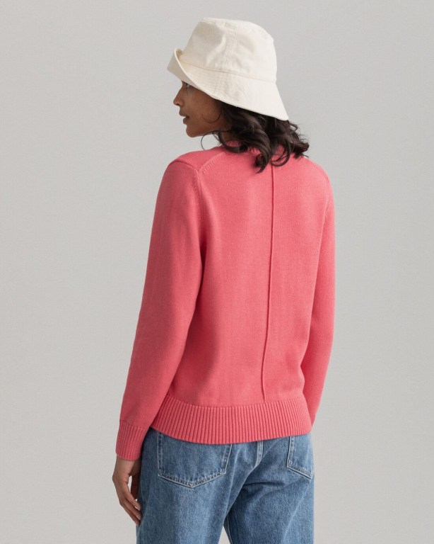 Gant Icon G Cotton Crew Neck Women's Crew Neck Jumpers Rose | HrynLyZKc3R