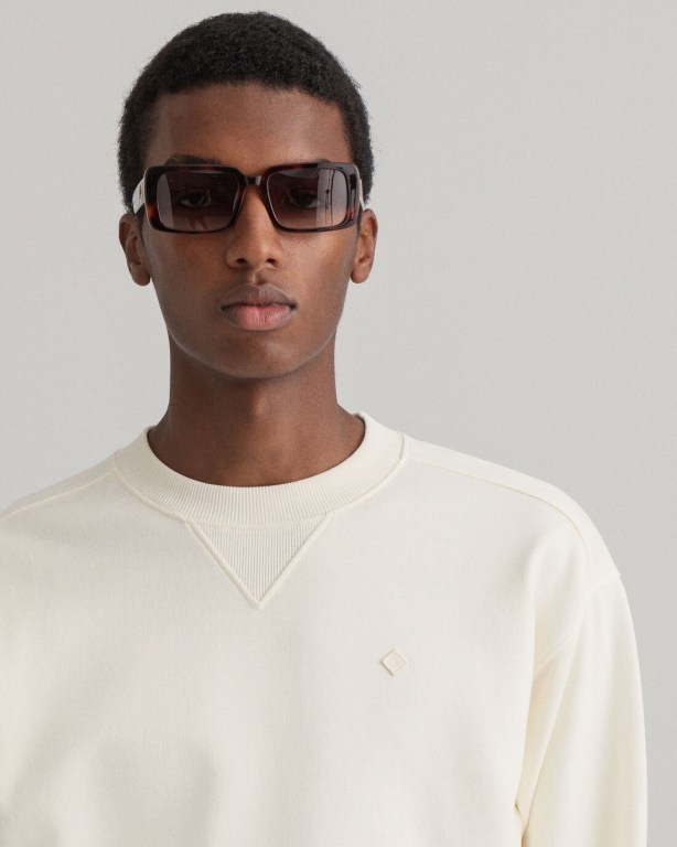 Gant Icon G Essential Crew Neck Men's Sweatshirts White | TdmcjJidM2F