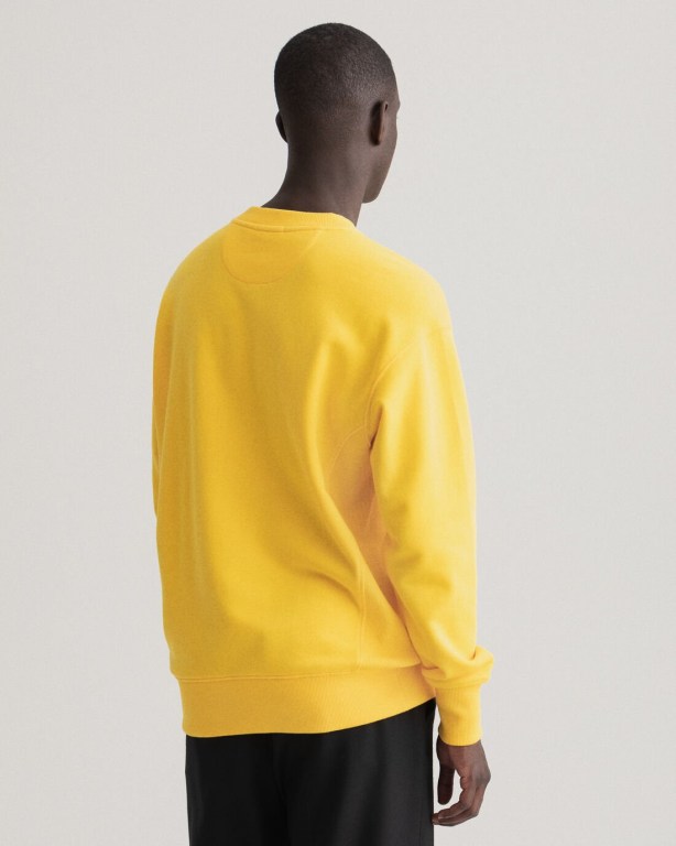 Gant Icon G Essential Crew Neck Men's Sweatshirts Yellow | UvJMGCjRdHX