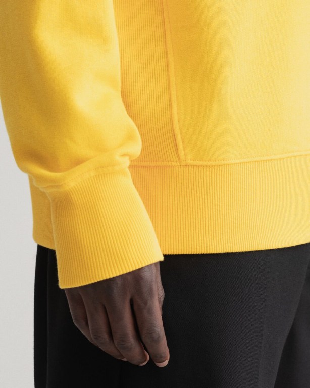 Gant Icon G Essential Crew Neck Men's Sweatshirts Yellow | UvJMGCjRdHX