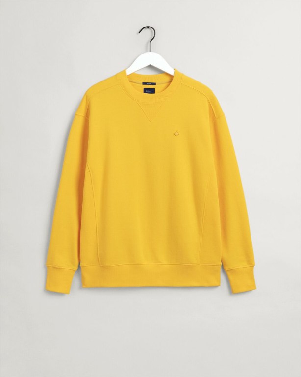 Gant Icon G Essential Crew Neck Men's Sweatshirts Yellow | UvJMGCjRdHX