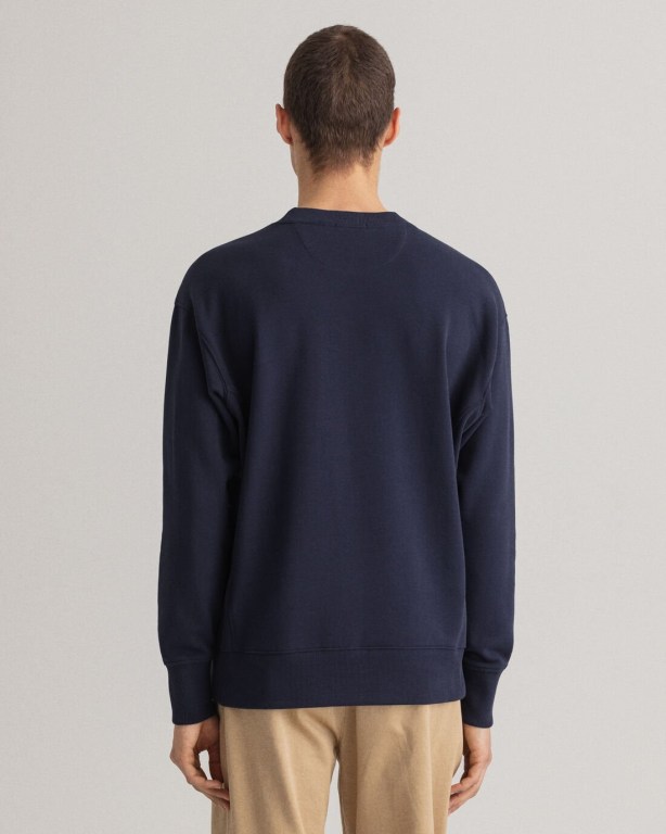 Gant Icon G Essential Crew Neck Men's Sweatshirts Blue | gTud5eKiVTP