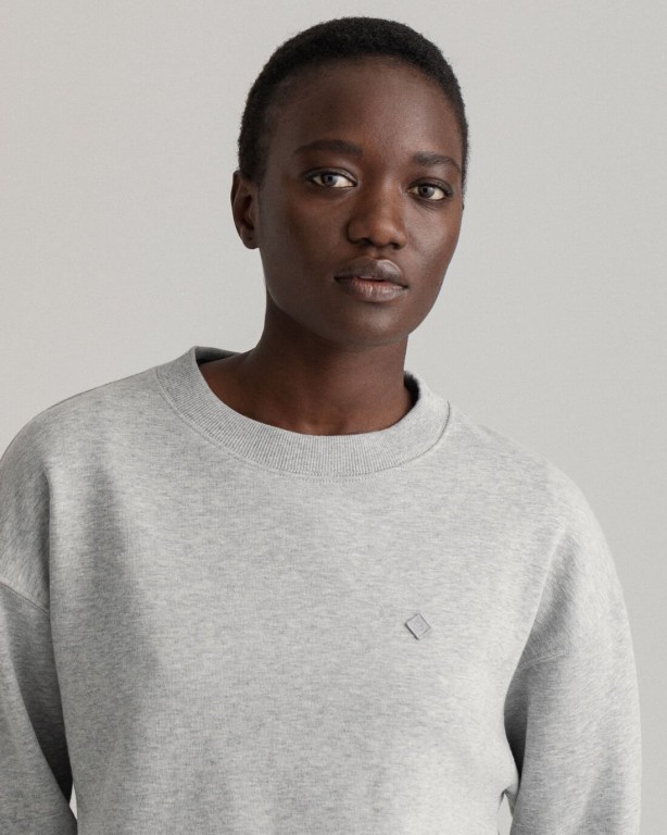 Gant Icon G Essential Crew Neck Women's Sweatshirts Light Grey | JA1Kvt2rJDm