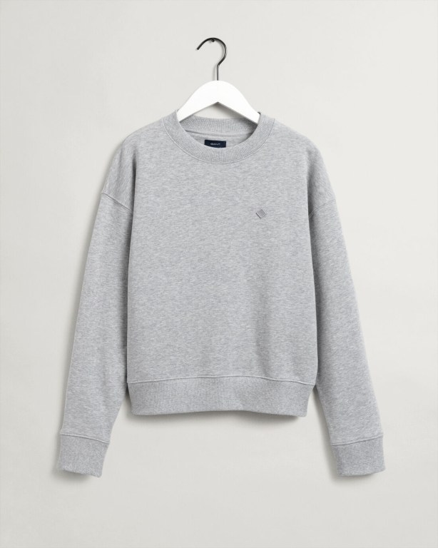 Gant Icon G Essential Crew Neck Women's Sweatshirts Light Grey | JA1Kvt2rJDm