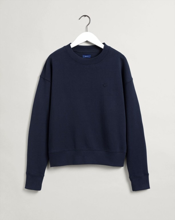 Gant Icon G Essential Crew Neck Women's Sweatshirts Blue | RLAZTfEuR6a