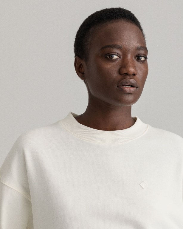 Gant Icon G Essential Crew Neck Women's Sweatshirts White | oA5BxUGeqMu