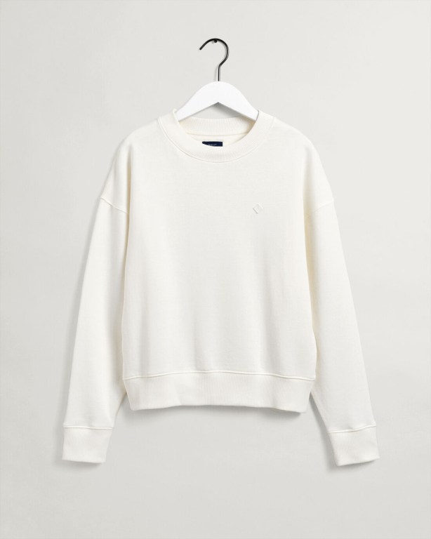 Gant Icon G Essential Crew Neck Women's Sweatshirts White | oA5BxUGeqMu