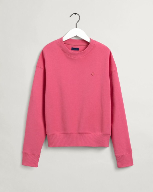 Gant Icon G Essential Crew Neck Women's Sweatshirts Rose | vbRcXLSwASc