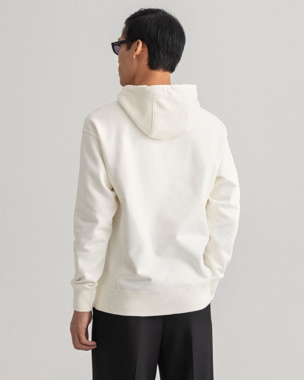 Gant Icon G Essential Men's Hoodies White | Z99UKhk804A