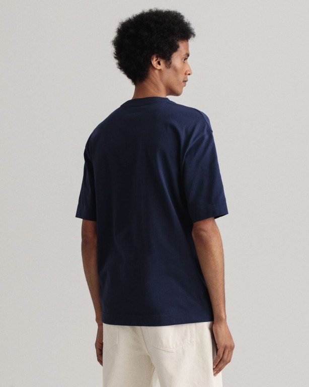 Gant Icon G Essential Men's T-shirts Blue | KQkj4TW74ZD